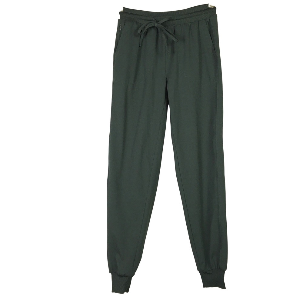 Rachel Zoe Womens XS Forest Green Drawstring Joggers Ribbed‎ Cuff Active Pants